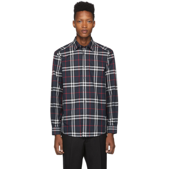 Burberry Navy Check Caxton Shirt Burberry