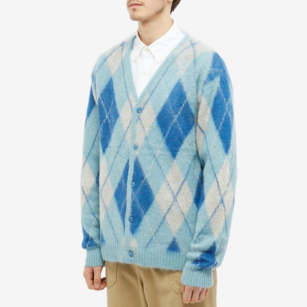 Needles Men's Mohair Argyle Cardigan in Light Blue Needles