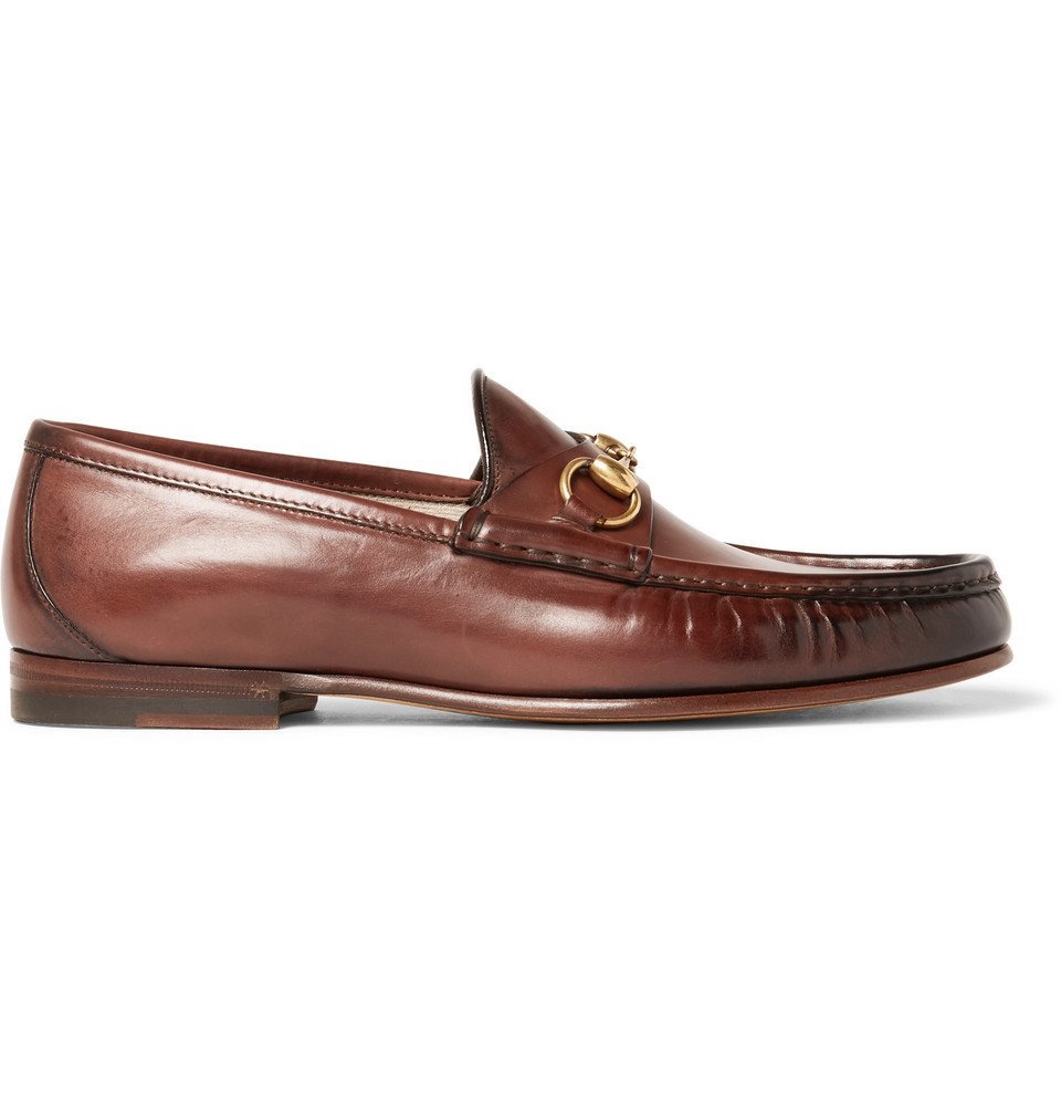 Gucci - Roos Horsebit Burnished-Leather - Brown Gucci