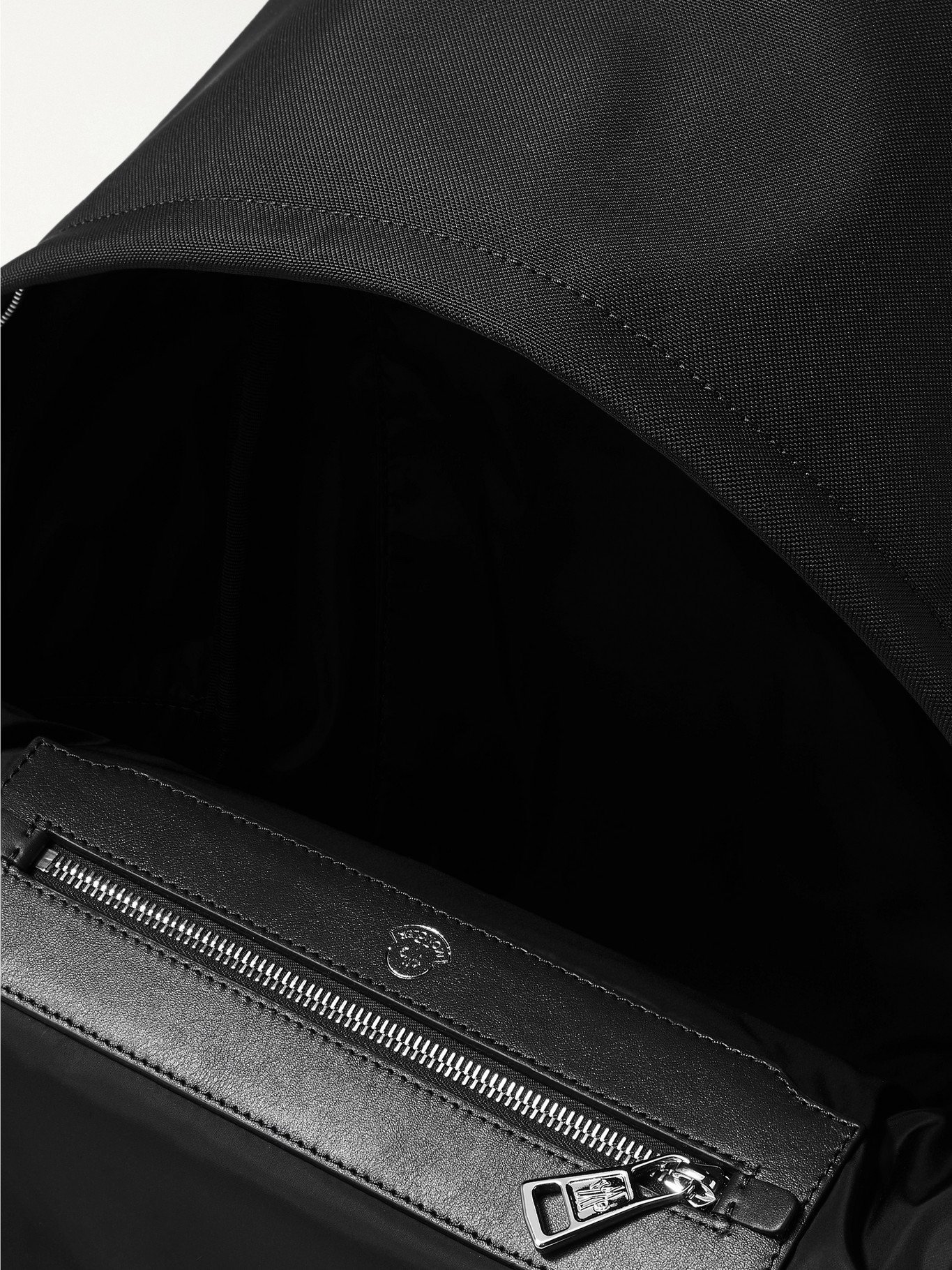 MONCLER - Pierrick Logo-Appliquéd Leather-Trimmed Nylon Backpack ...
