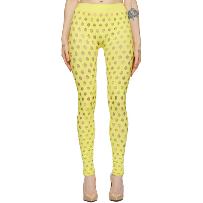 Maisie Wilen Yellow Perforated Leggings 
