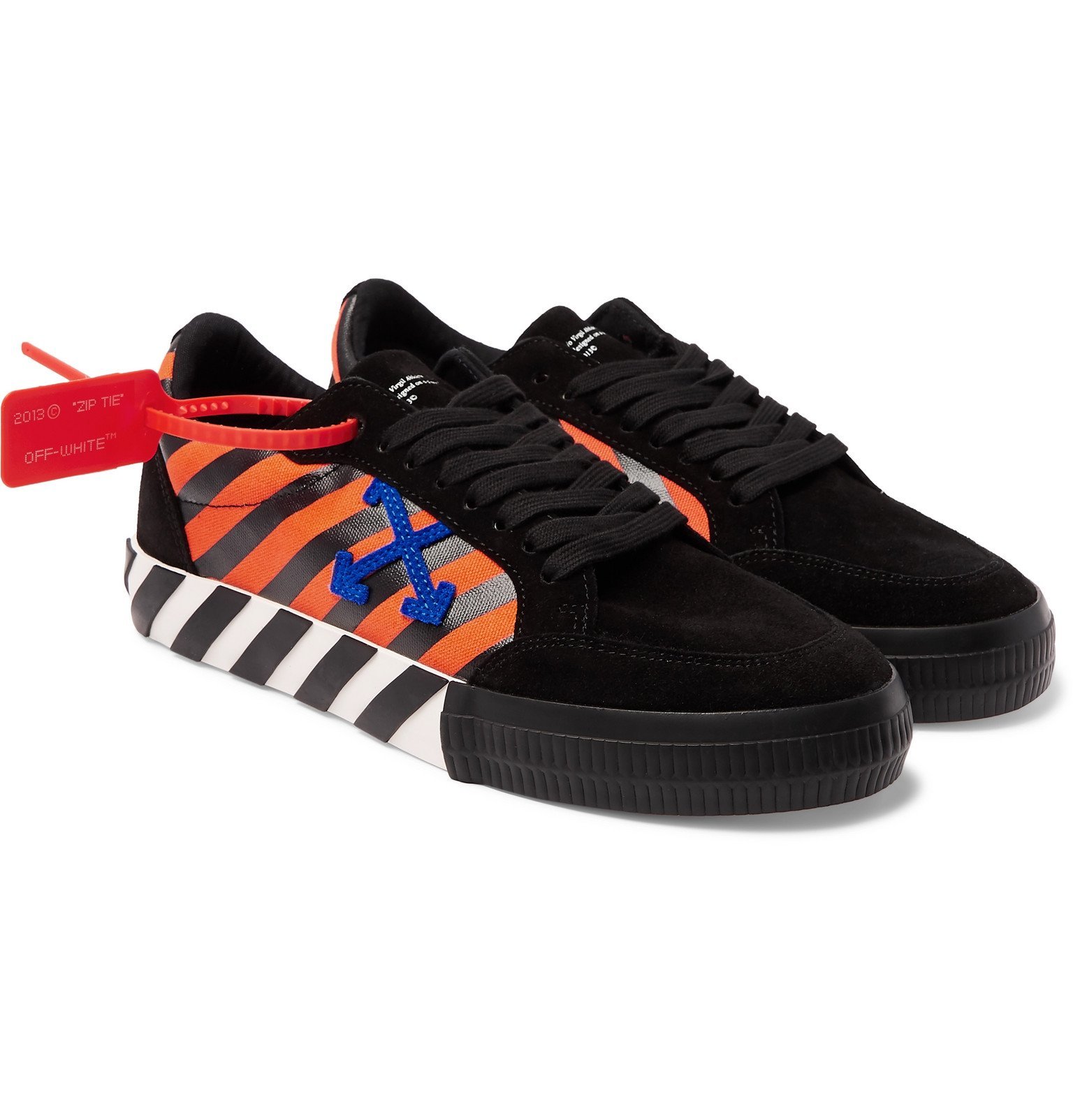 Off-White - Striped Canvas and Suede Sneakers - Black Off-White