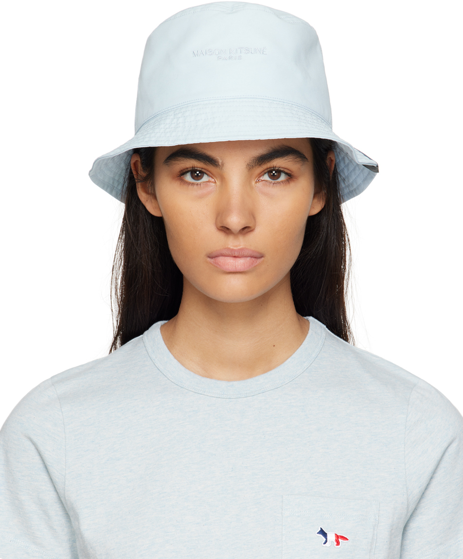Maison Kitsun Blue Technical Bucket Hat Maison Kitsune