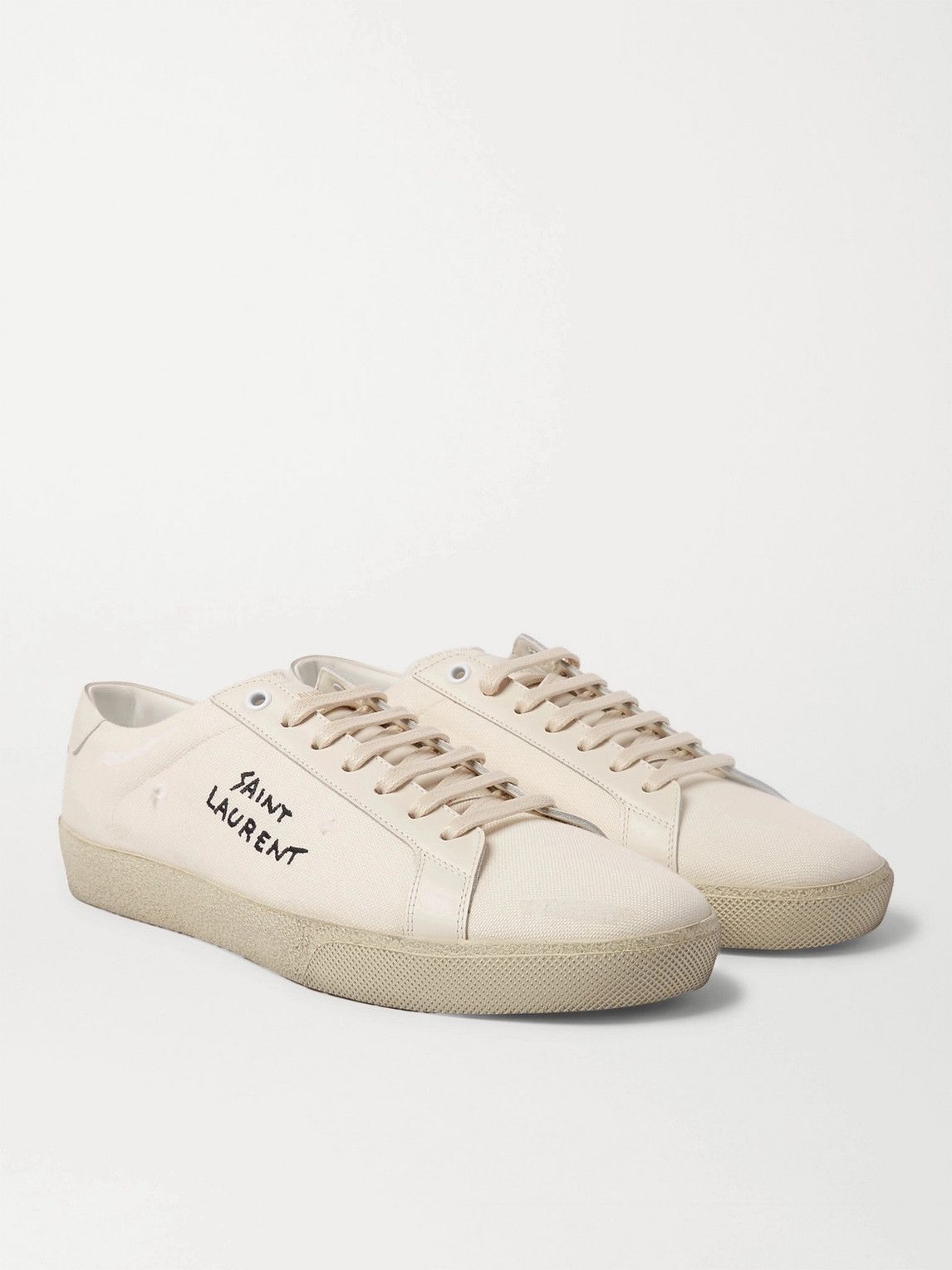 SAINT LAURENT - SL/06 Court Classic Leather-Trimmed Logo-Embroidered ...