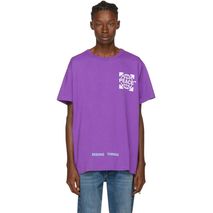 Off-White Purple Peace Globe T-Shirt Off-White