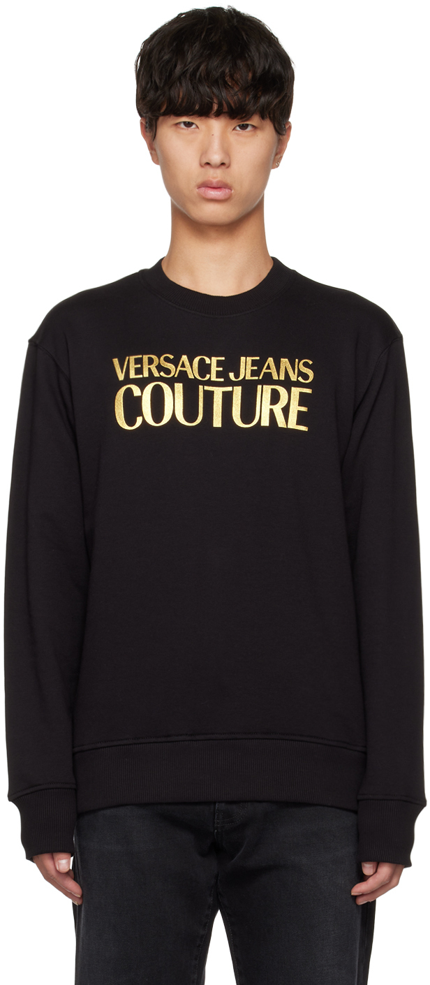 Versace Jeans Couture Black Gold Printed Sweatshirt Versace