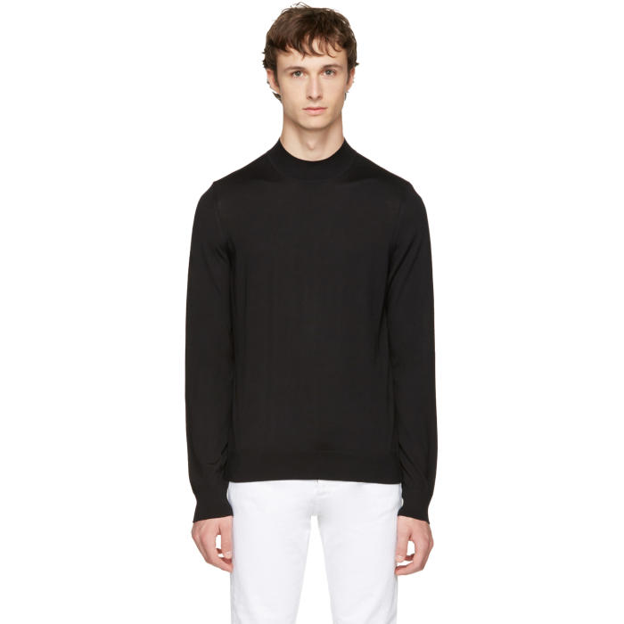 black mock neck sweater