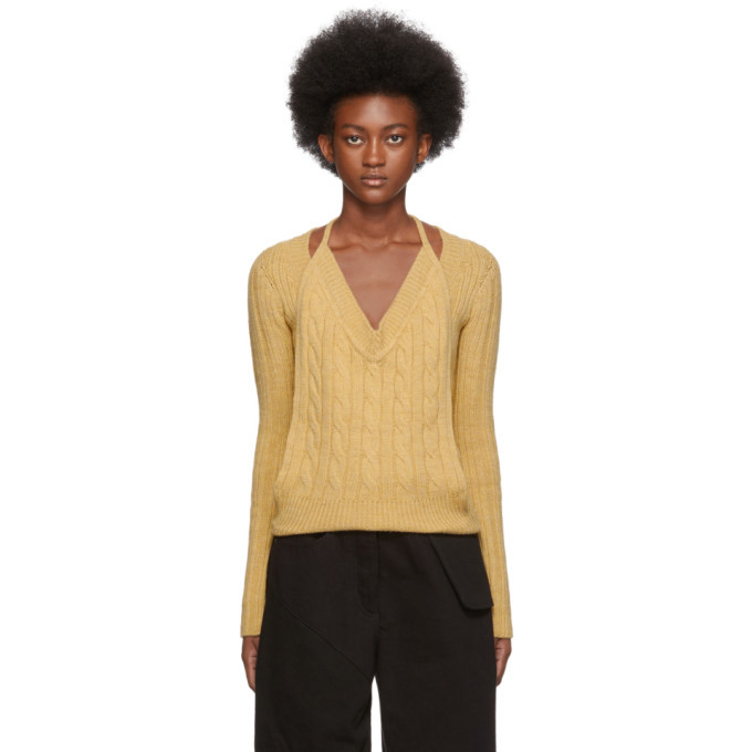 Jacquemus Yellow La Double Maille V-Neck Sweater Jacquemus