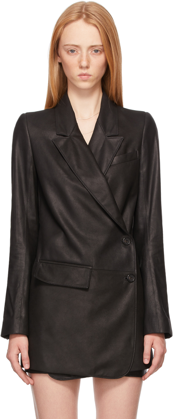 Ann Demeulemeester Black Leather Oversized Jacket Ann Demeulemeester