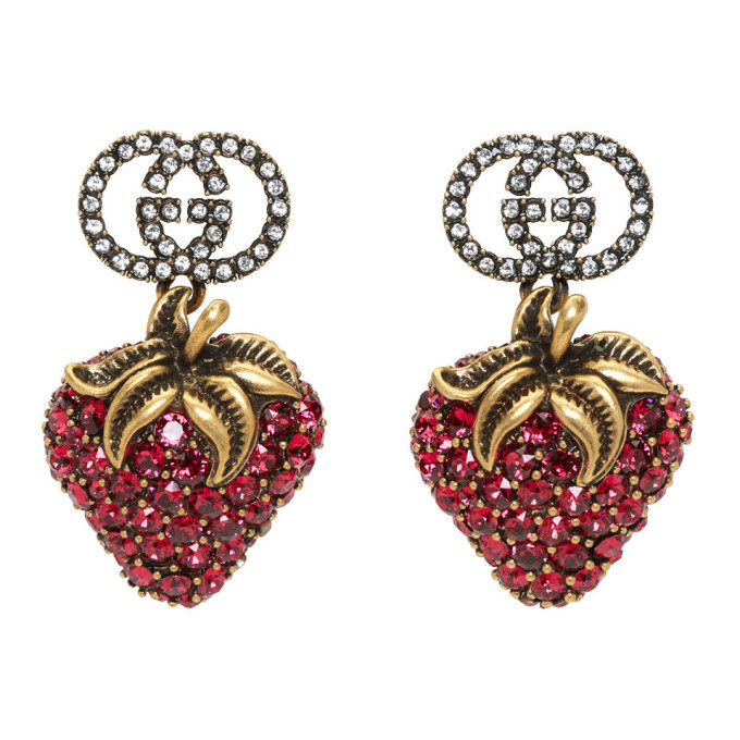 Gucci Red Crystal Strawberry Earrings Gucci