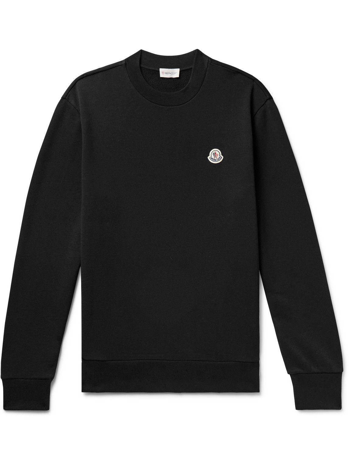 Photo: Moncler - Logo-Appliquéd Cotton-Jersey Sweatshirt - Black