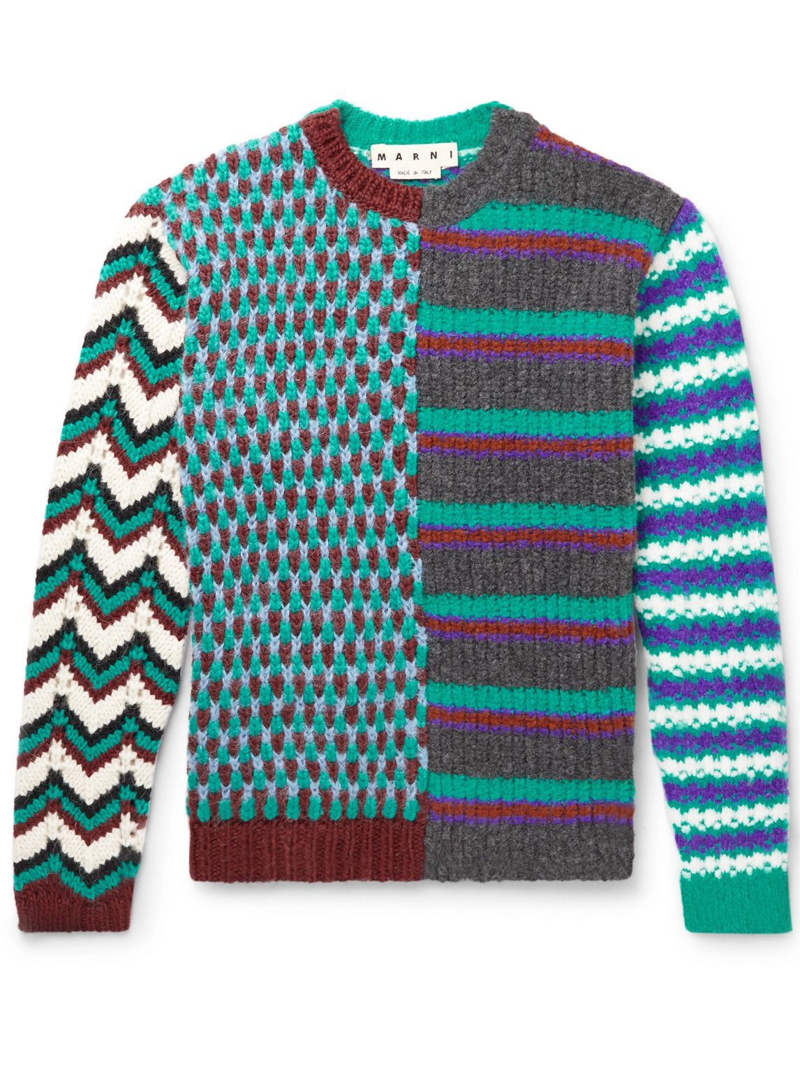 Marni Striped IntarsiaKnit Sweater Green Marni