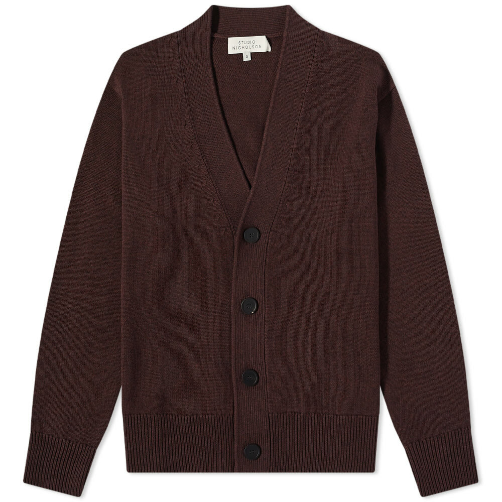 Studio Nicholson Men's Merino Knitted Cardigan in Chocolate Raisin ...