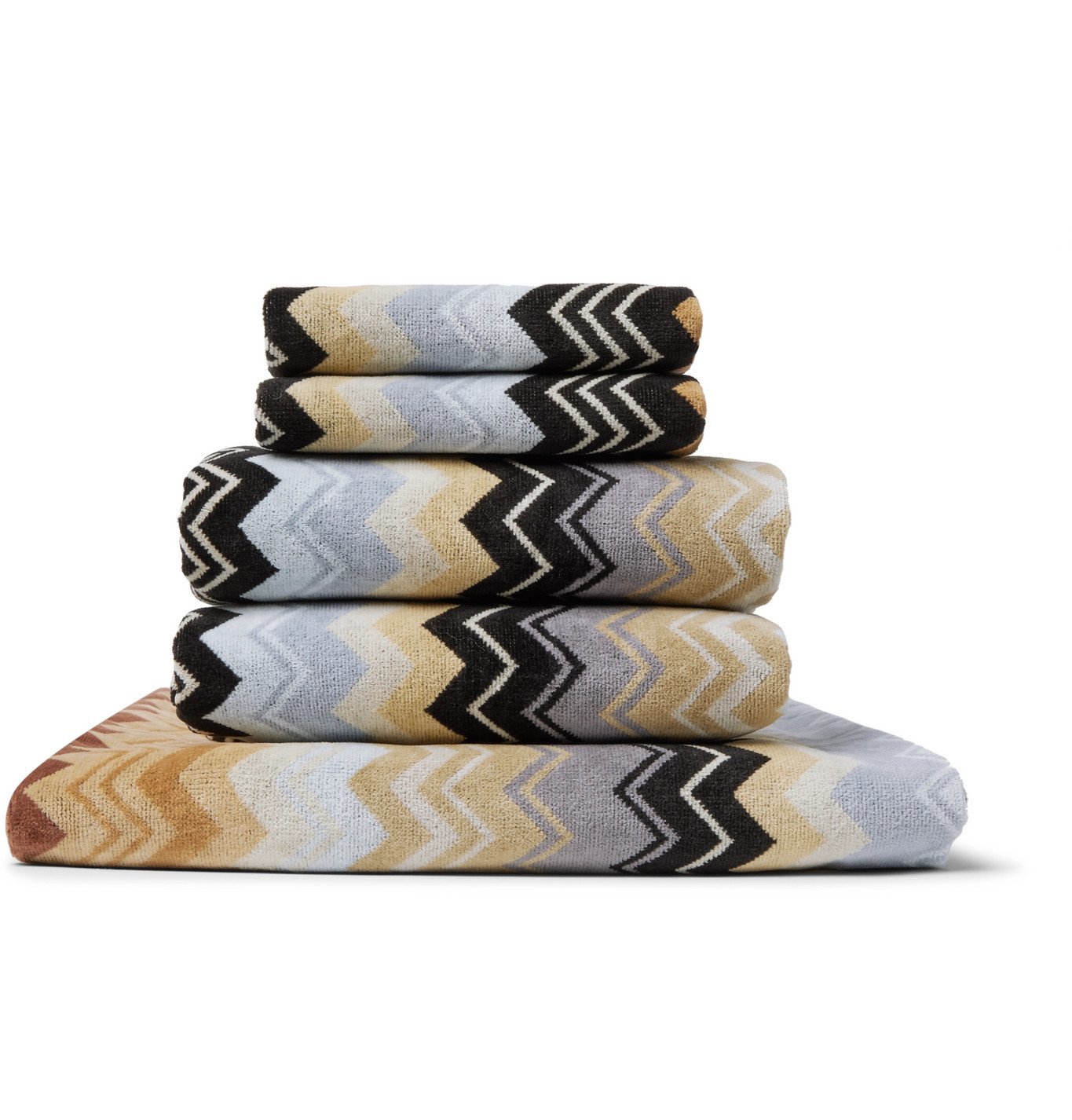 Missoni Home Set of Five CottonTerry Bath Towels Brown Missoni