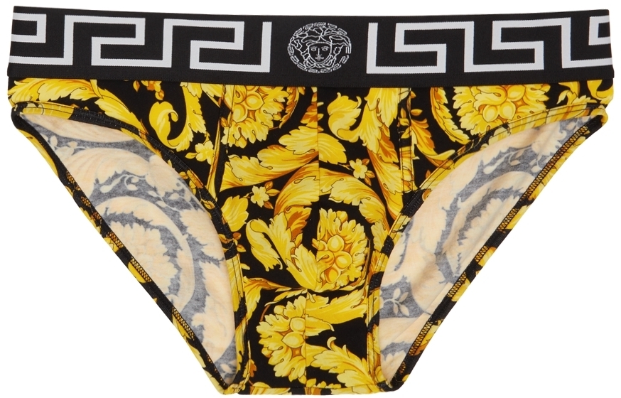 Versace Underwear Black Barocco Print Briefs Versace Underwear