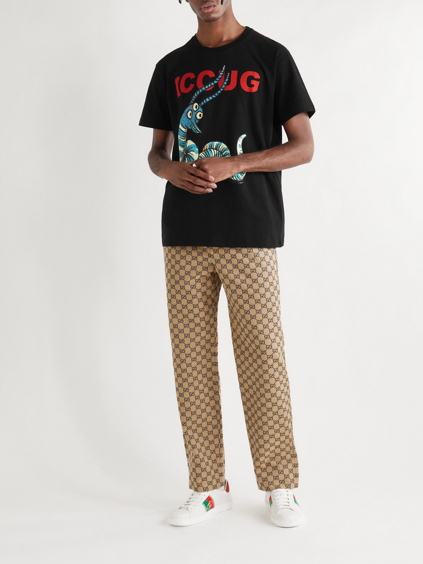 GUCCI Printed CottonJersey TShirt Black Gucci