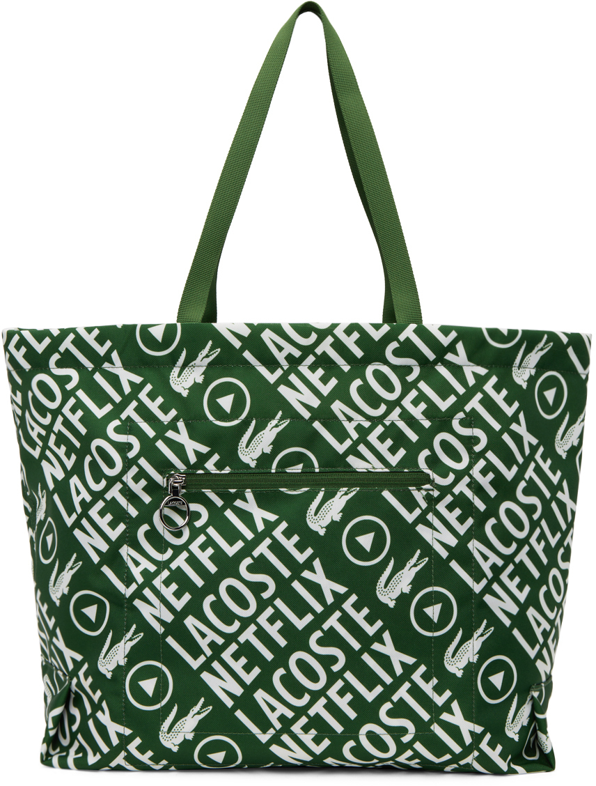 Lacoste Green Netflix Edition Contrast Print Tote Lacoste