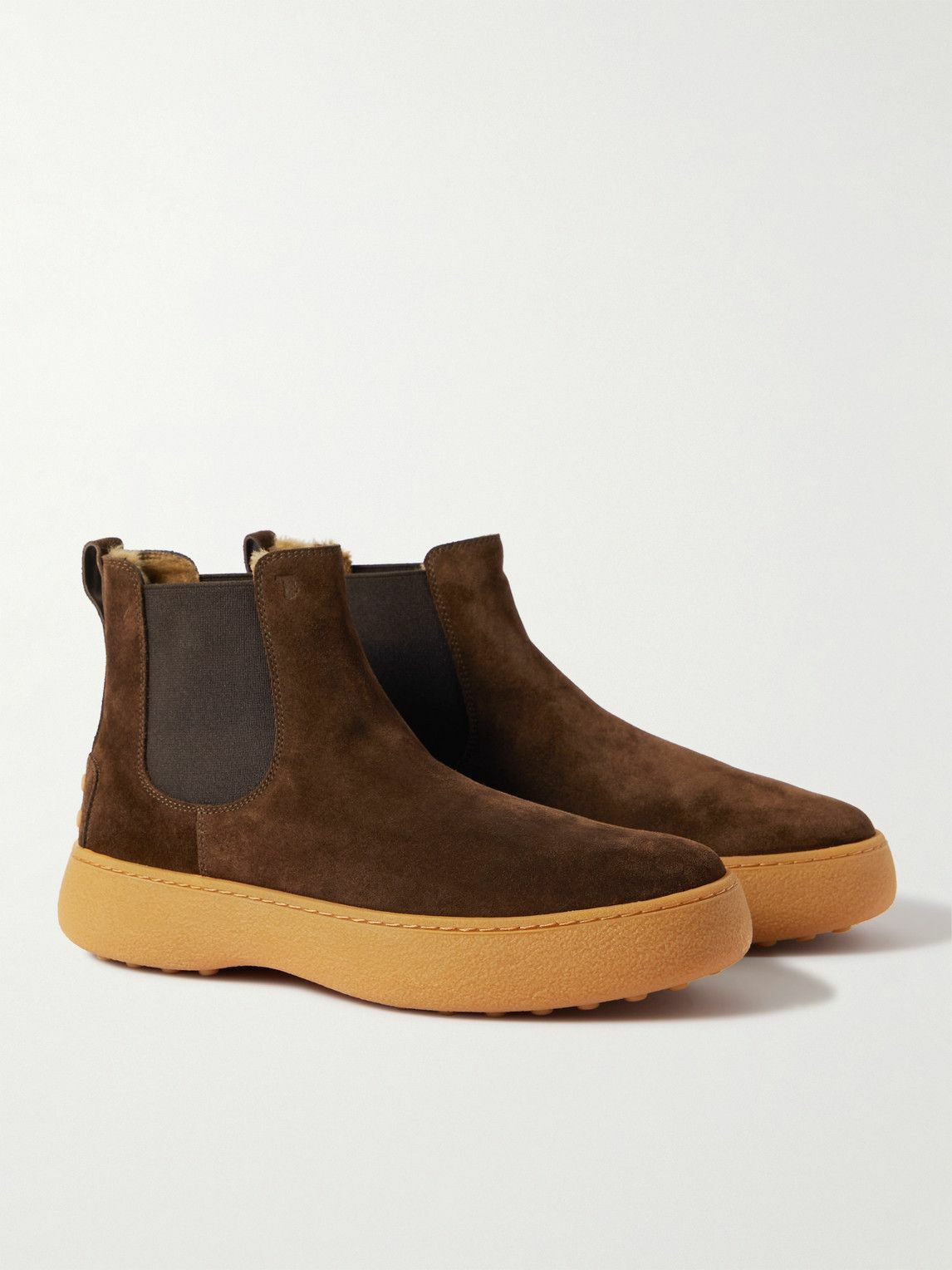 Tod's ShearlingLined Suede Chelsea Boots Brown Tod's