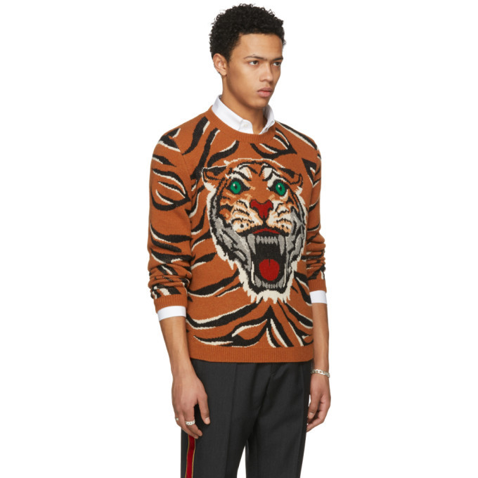 gucci tiger orange sweater