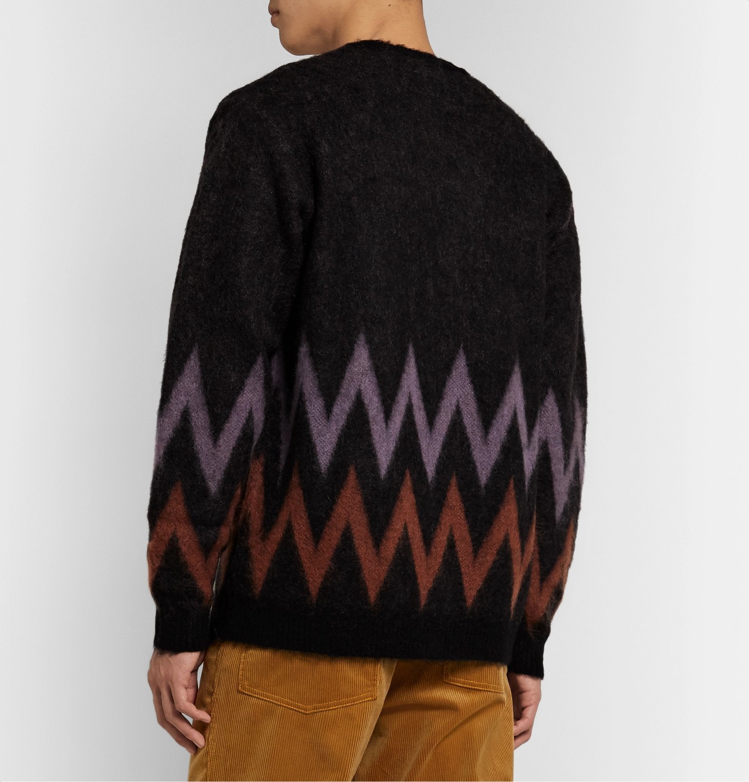 Wacko Maria - Brushed Jacquard-Knit Cardigan - Black Wacko Maria