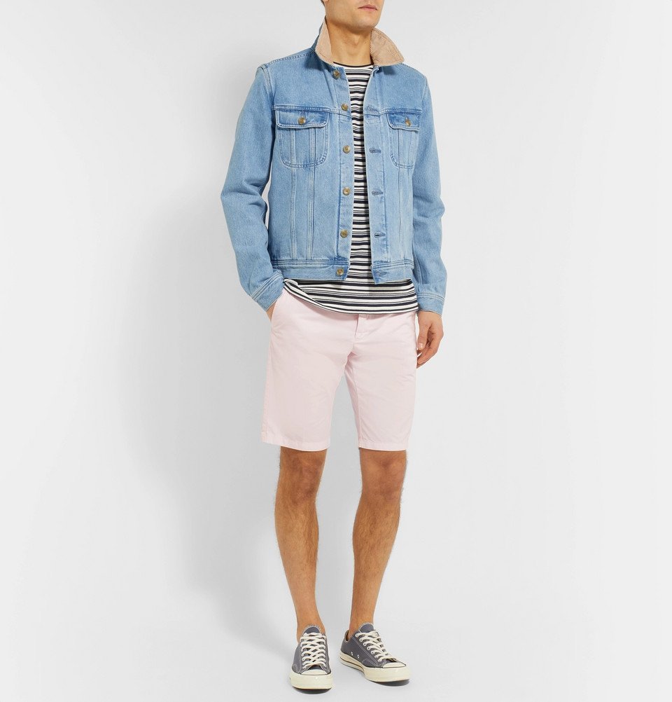 Aspesi - Slim-Fit Washed Cotton-Twill Shorts - Men - Pink Aspesi