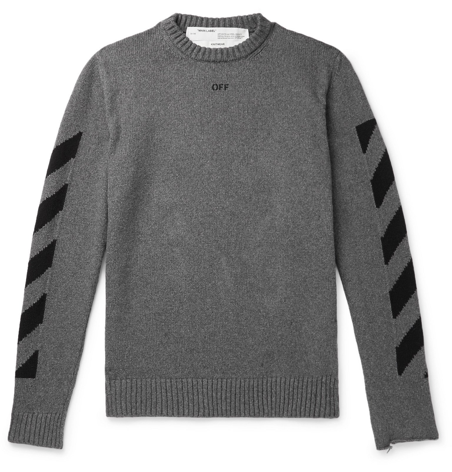 Off-White - Cotton-Jacquard Sweater - Gray Off-White
