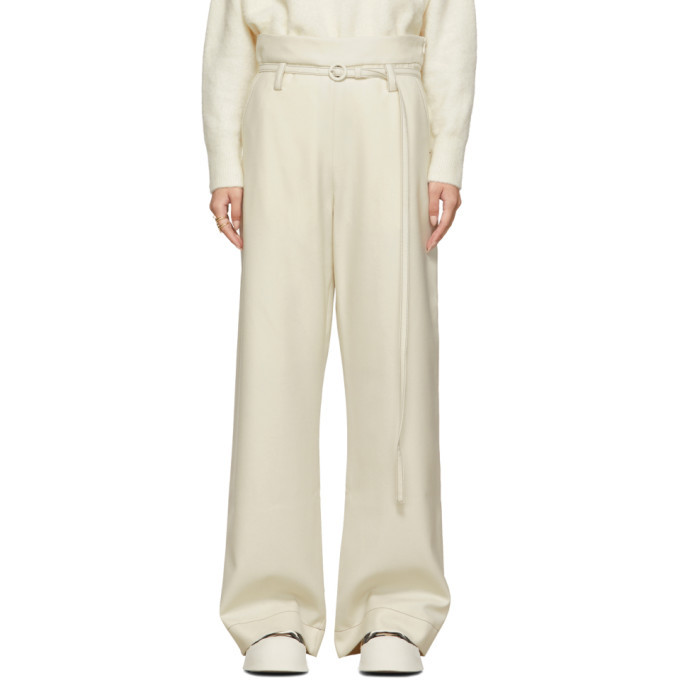 Marni White Beltd Flannel Trousers Marni
