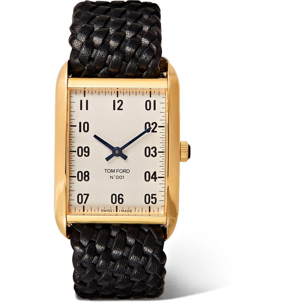 TOM FORD - Quartz 18-Karat Gold and Woven Leather Watch - Men - White TOM  FORD