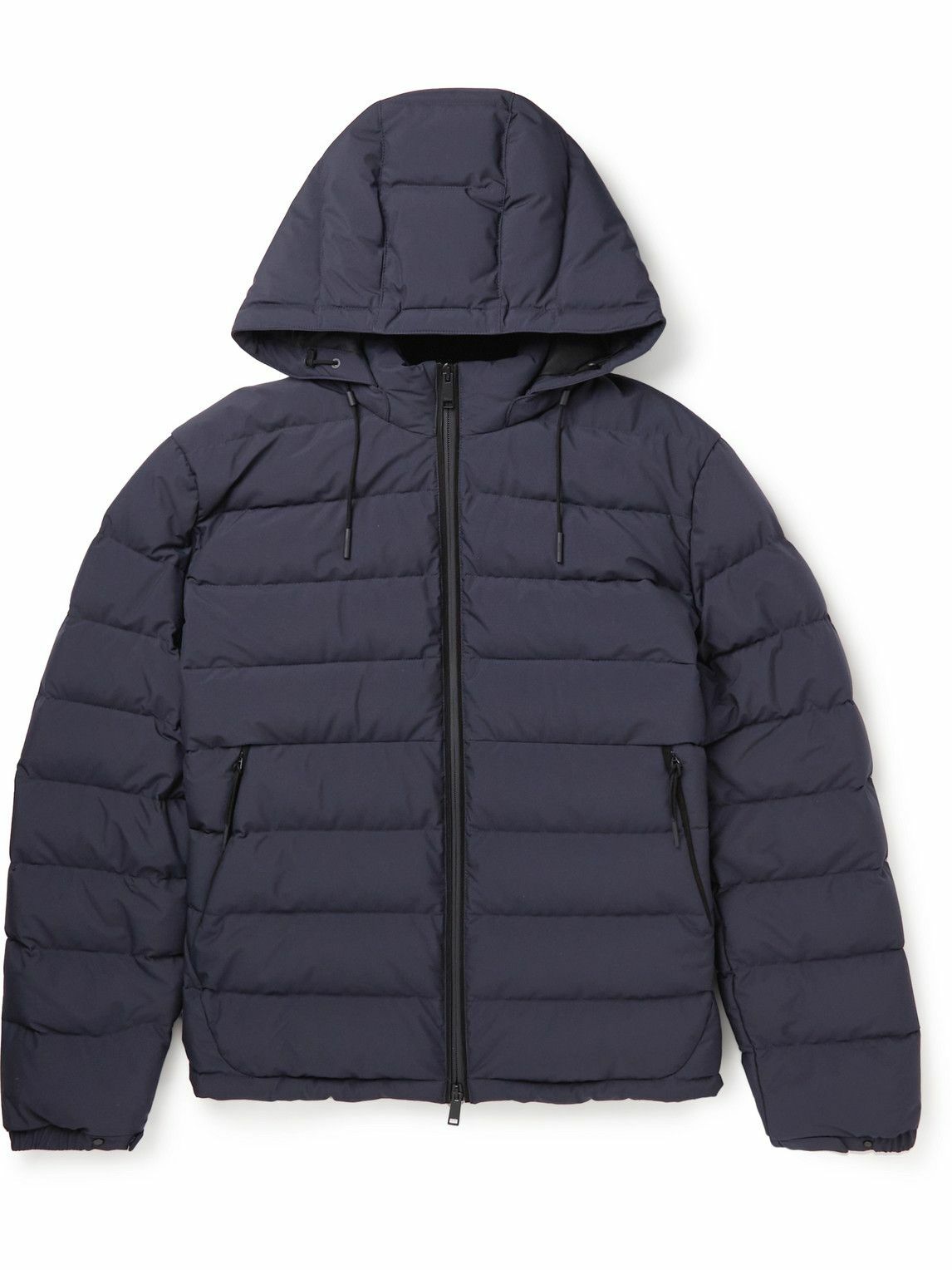 Zegna - Stratos Leather-Trimmed Quilted Shell Hooded Down Jacket - Blue ...