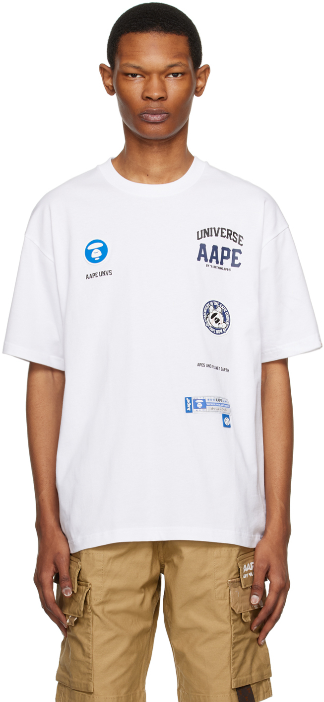 AAPE by A Bathing Ape White Patch T-Shirt AAPE by A Bathing Ape