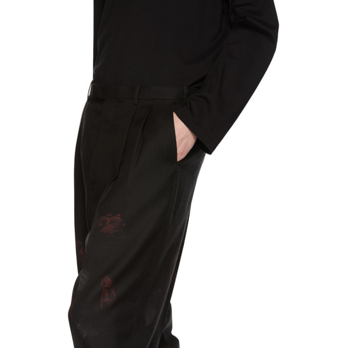 Lad Musician Black Rose 2-Tuck Tapered Wide Trousers Lad Musician