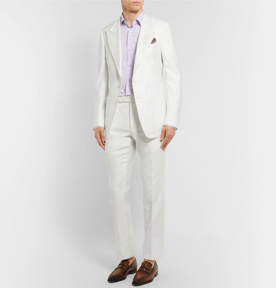 TOM FORD - White Shelton Slim-Fit Cotton and Linen-Blend Suit Trousers -  Men - White TOM FORD