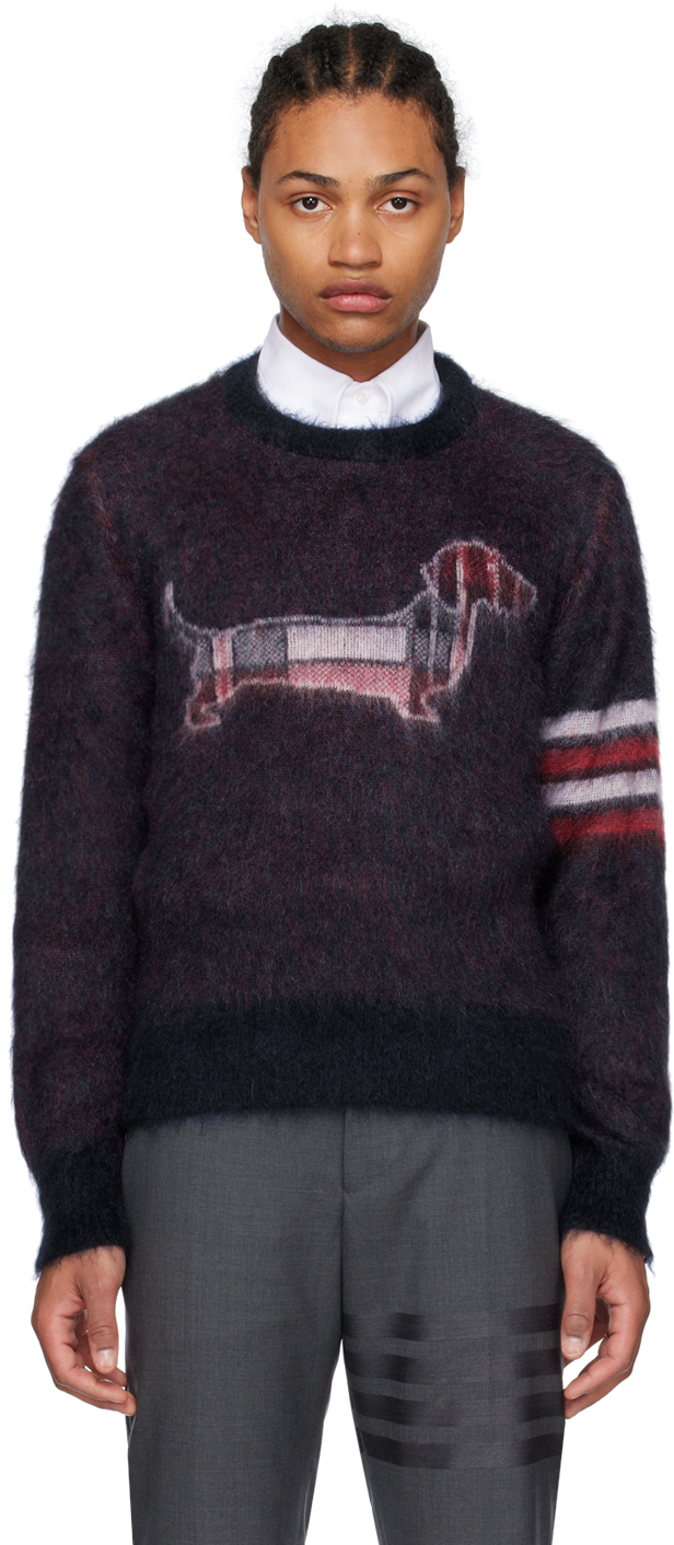 Thom Browne Navy Jacquard Sweater Thom Browne