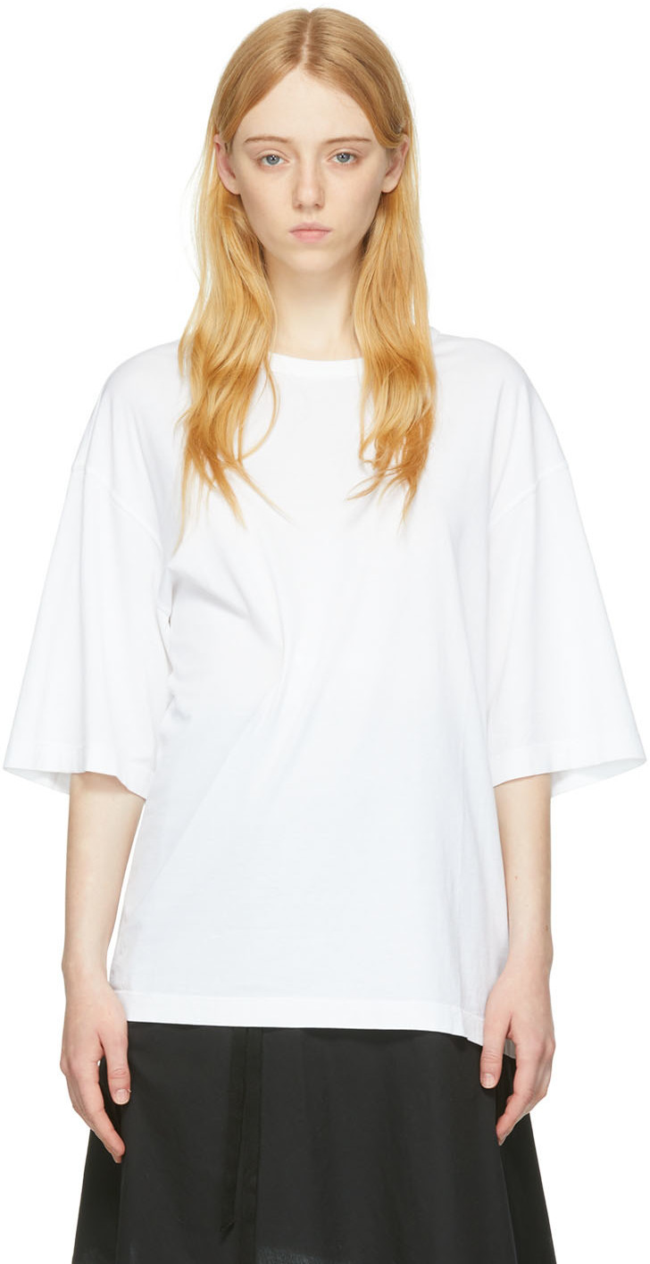 Ann Demeulemeester White Cotton T-Shirt Ann Demeulemeester