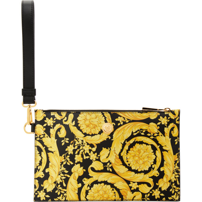 Versace Black and Gold Barocco Pouch Versace