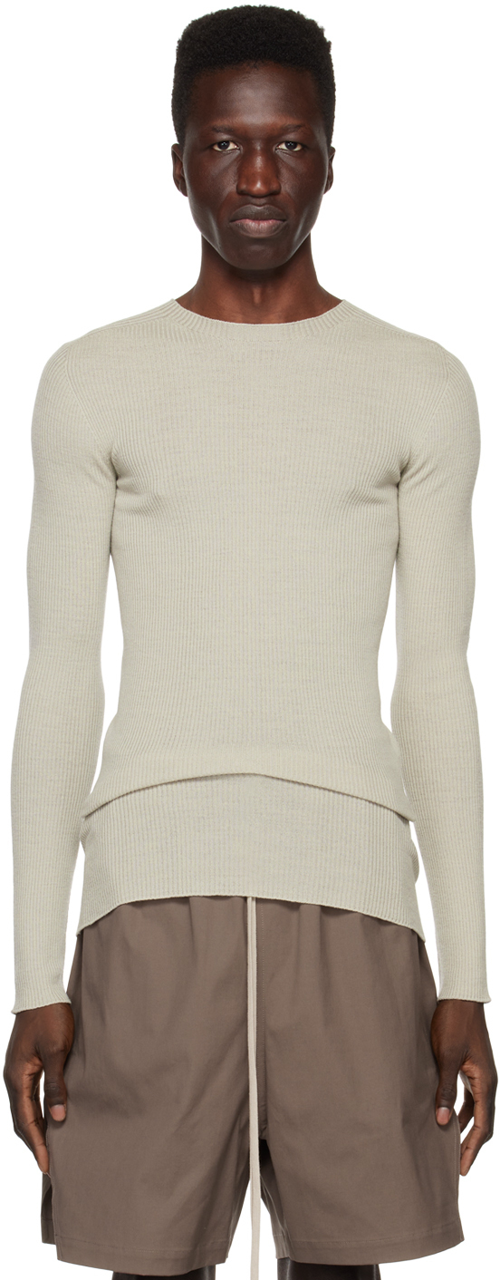 Photo: Rick Owens Beige Ribbed Sweater