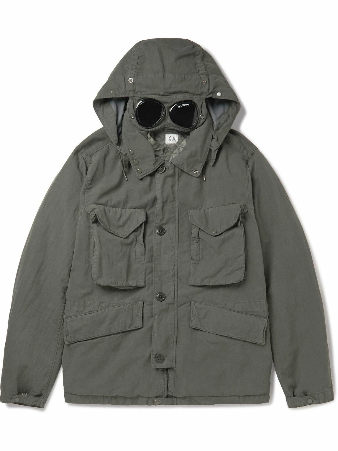 Photo: C.P. Company - Cotton-Blend Hooded Coat with Goggles and Detachable Liner - Gray