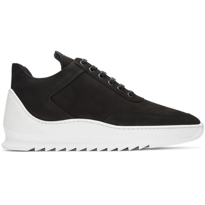 Filling Pieces Black Suede Low Heel Cap Sneakers Filling Pieces