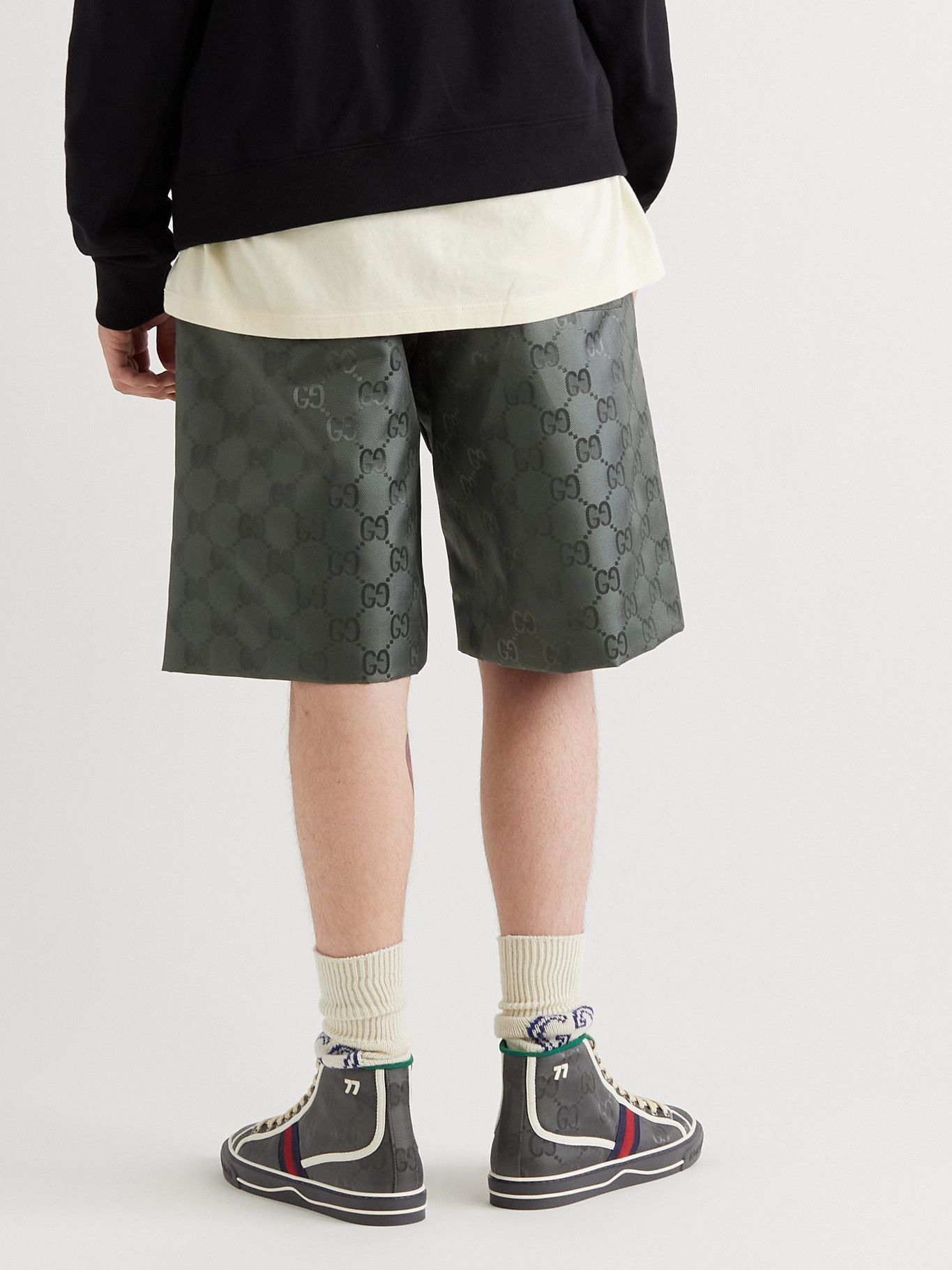 Gucci - Logo-Jacquard Shell Drawstring Shorts - Gray Gucci