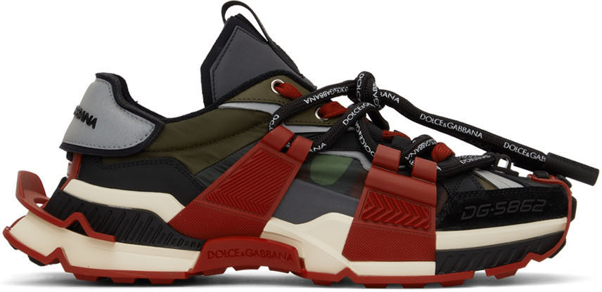 Dolce & Gabbana Red & Green Militare Space Sneakers Dolce & Gabbana