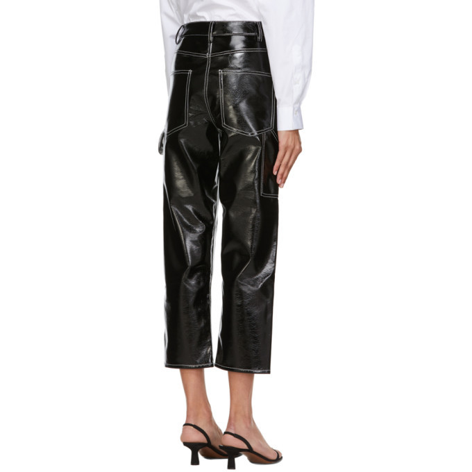 Tibi Black Faux-Leather Cropped 