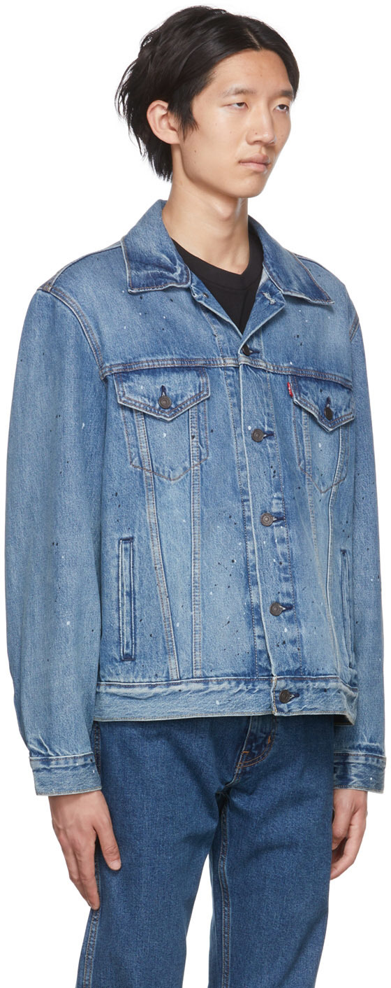 Levi's Blue Paint Splatter Trucker Denim Jacket