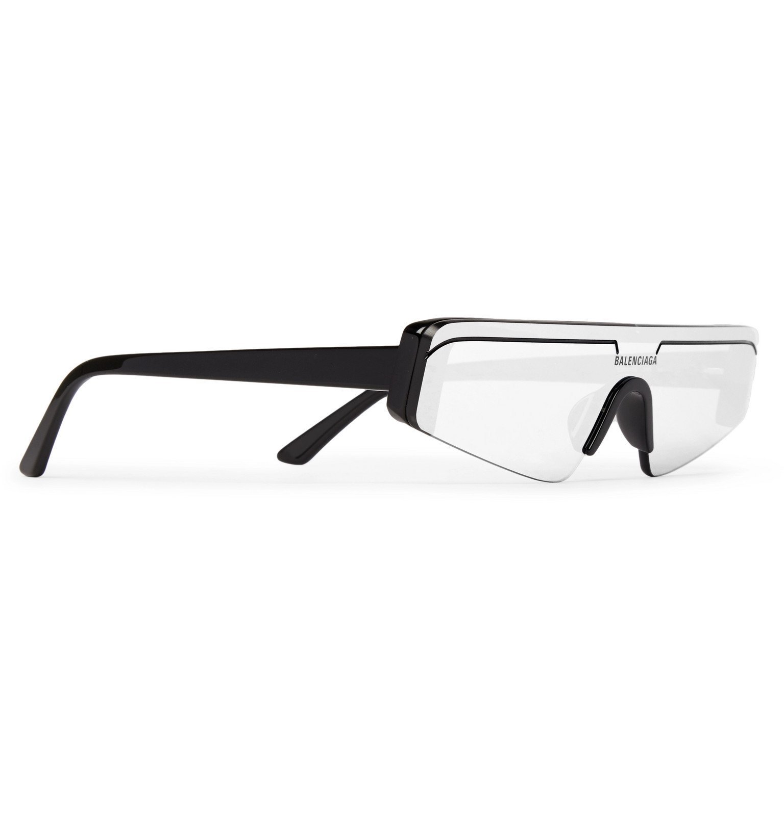 Balenciaga Ski Rectangle Frame Acetate And Enamel Sunglasses Black Balenciaga