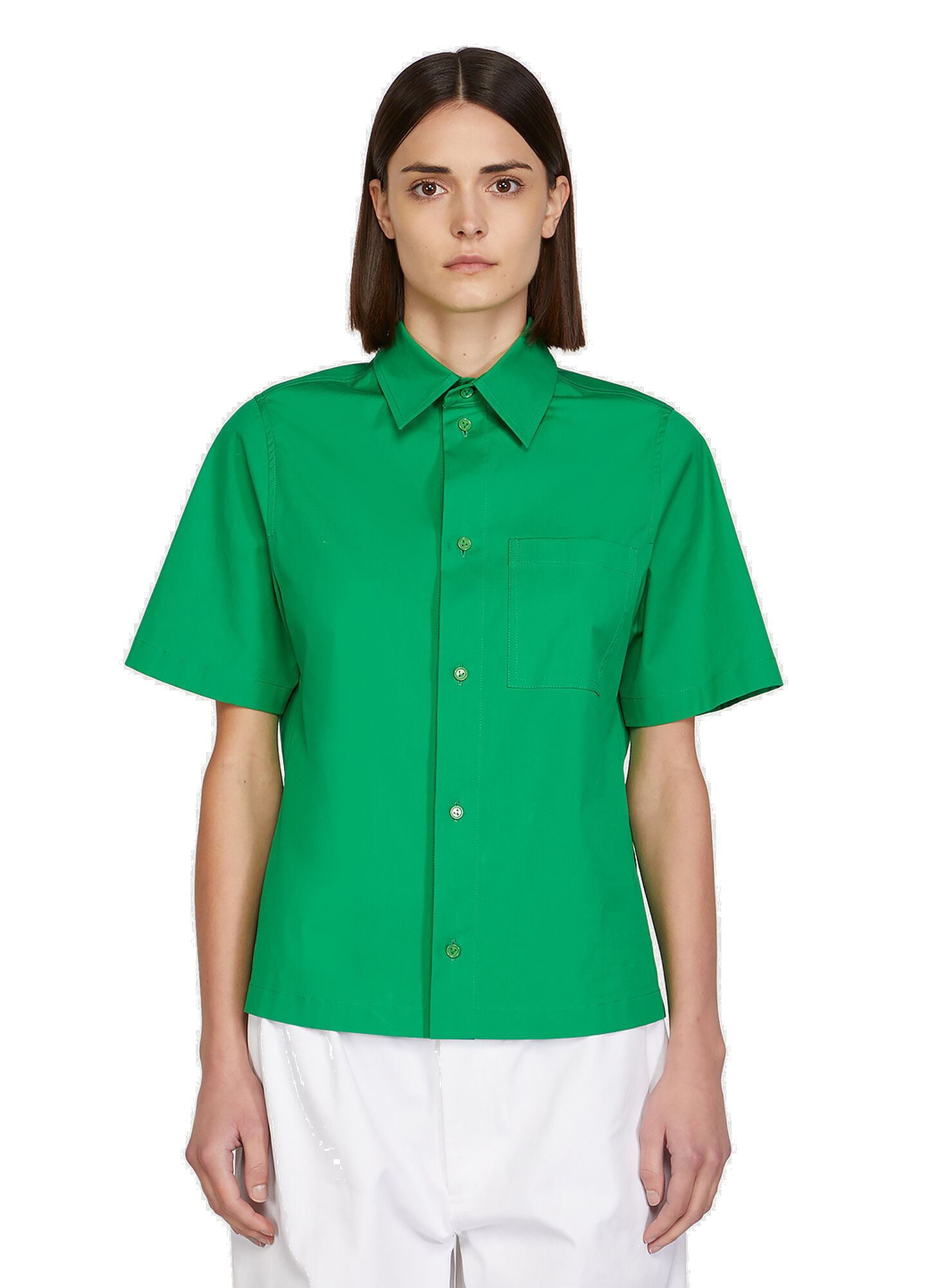 Compact Short Sleeve Shirt in Green Bottega Veneta
