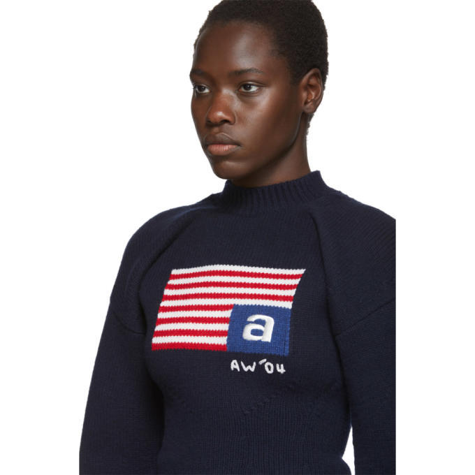 Alexander Wang Navy Wool Volume Flag 