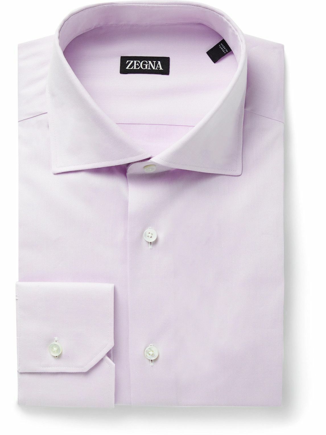 Zegna Trofeo SlimFit CutawayCollar CottonBlend Twill Shirt