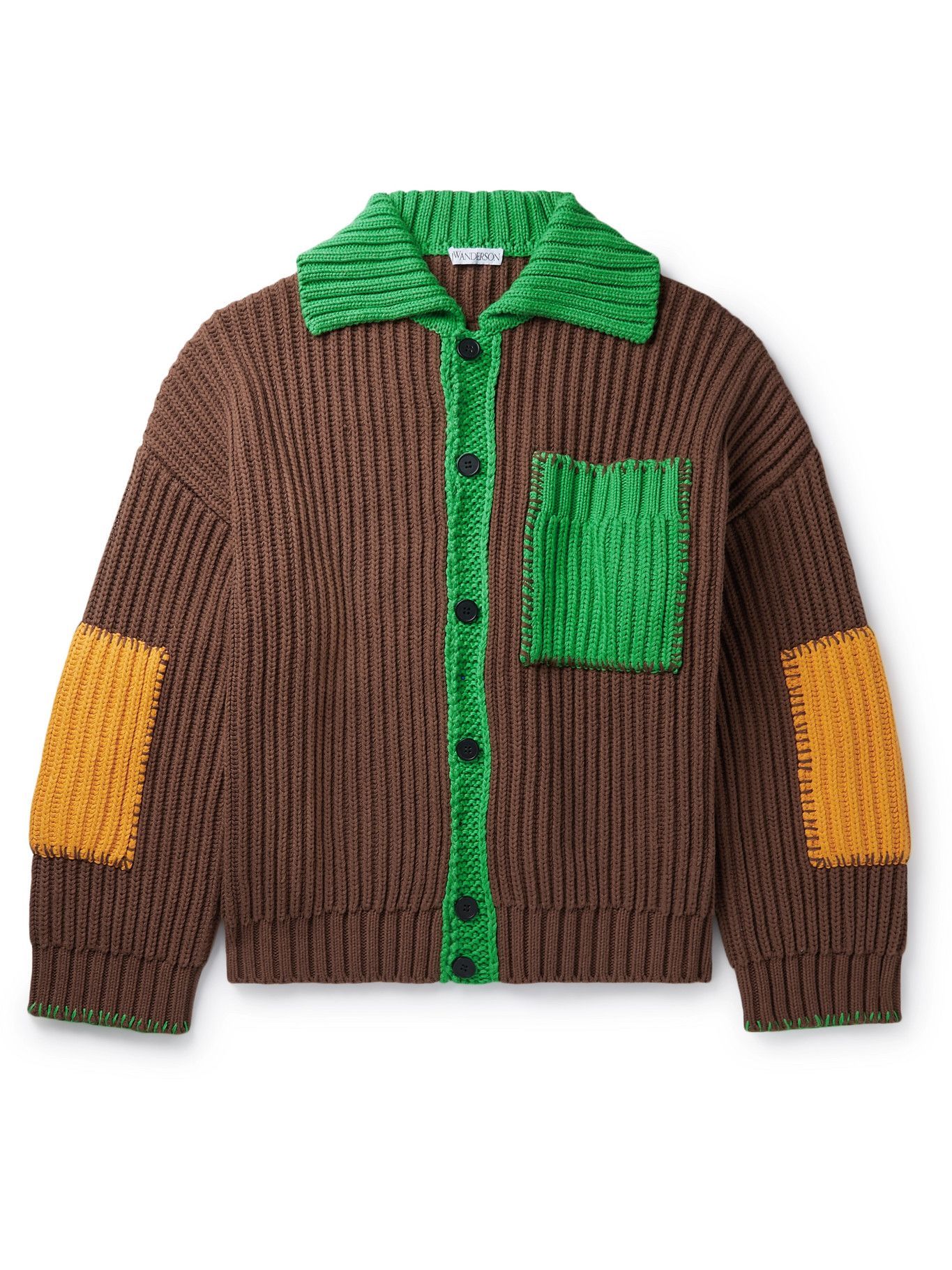JW Anderson - Patchwork Ribbed Cotton-Blend Cardigan JW Anderson