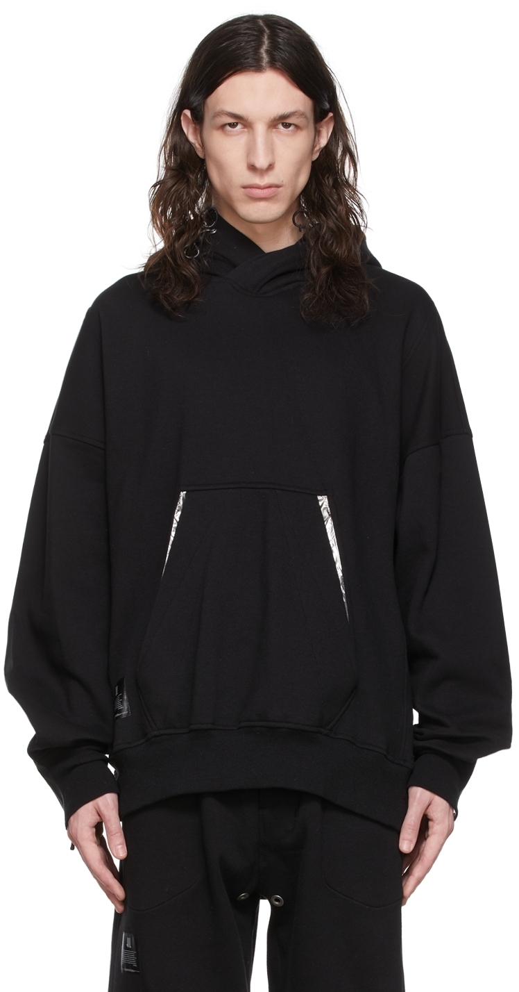 Julius Black Cotton Hoodie Julius