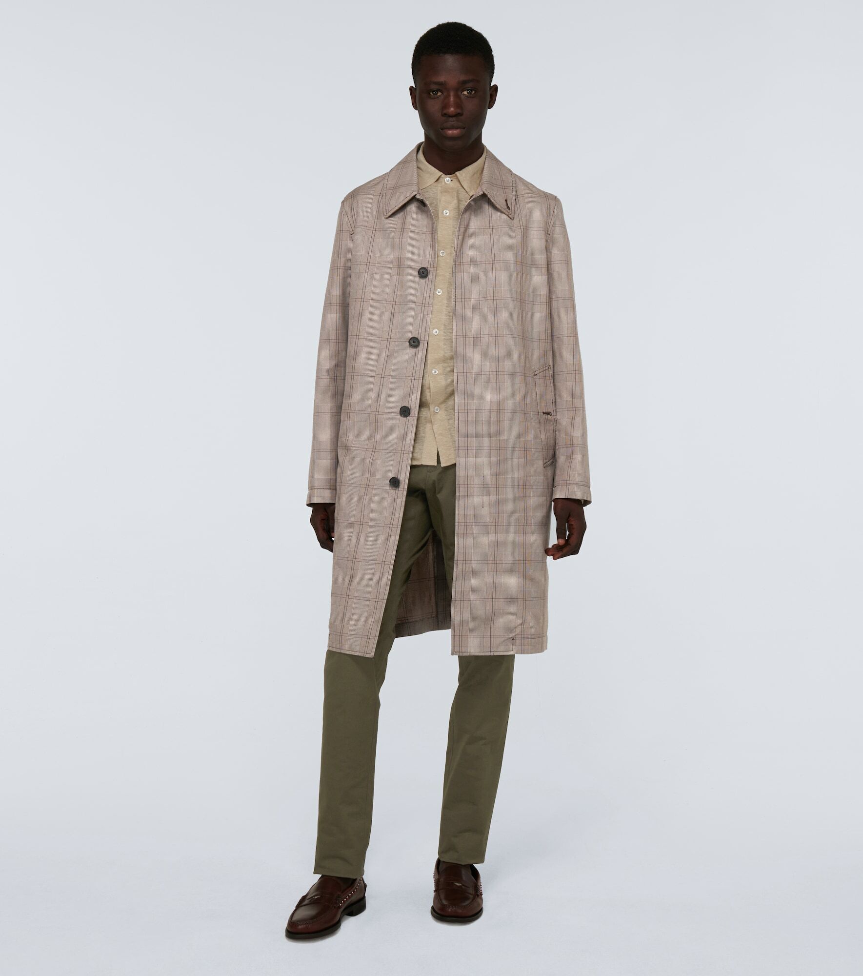 Caruso - Prince of Wales checked trench coat Caruso