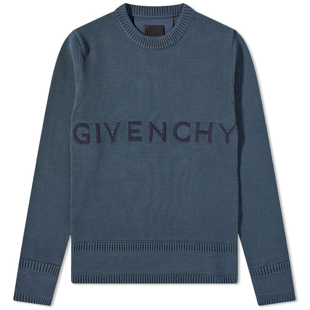Photo: Givenchy Men's 4G Logo Crew Knit in Steel Blue
